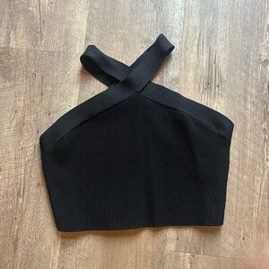 Babaton Black Ribbed Halter Crop Top – Tagged 2XL (Fits Like L)